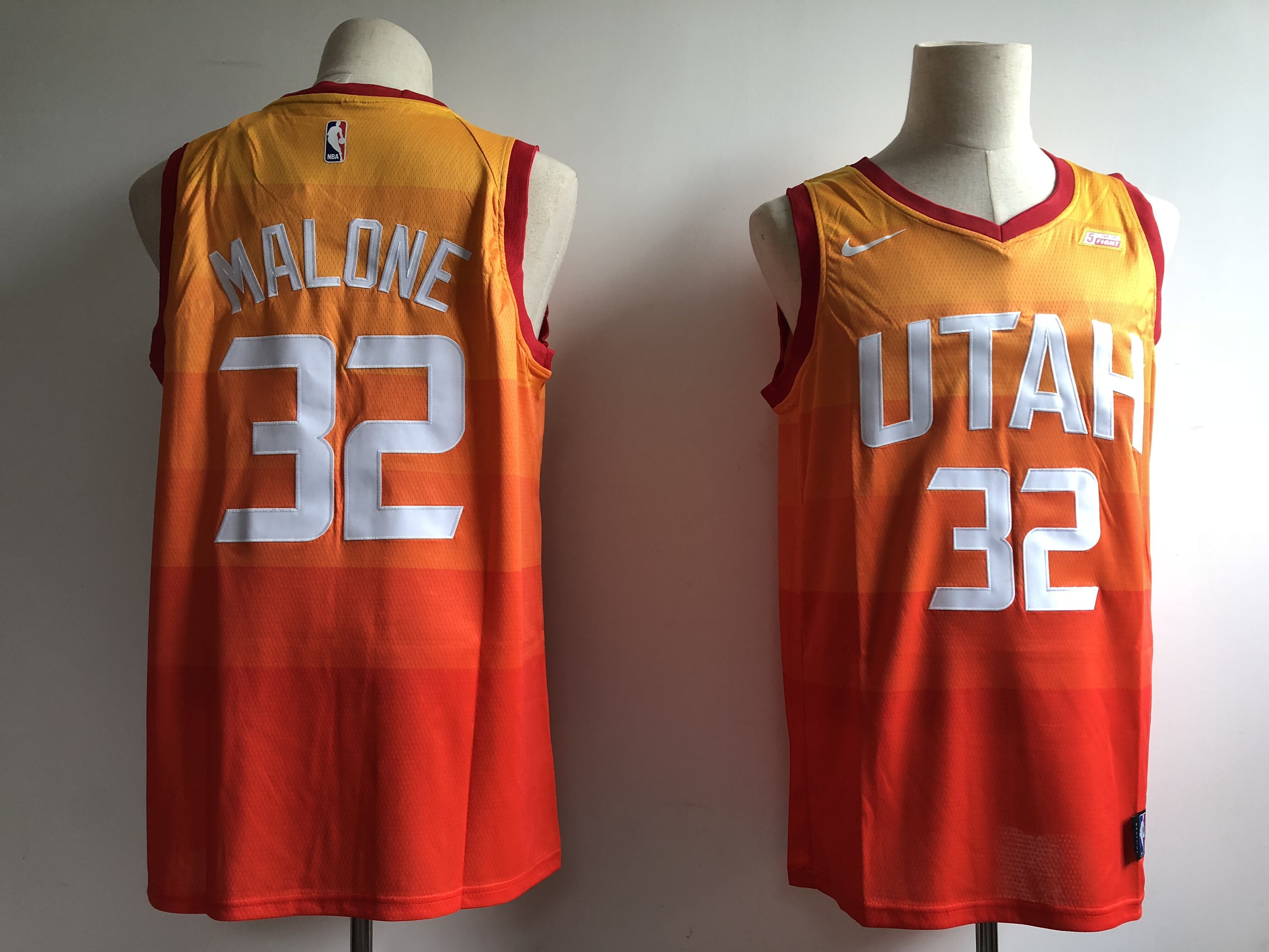 Men Utah Jazz #32 Malone Orange City Edition Game Nike NBA Jerseys